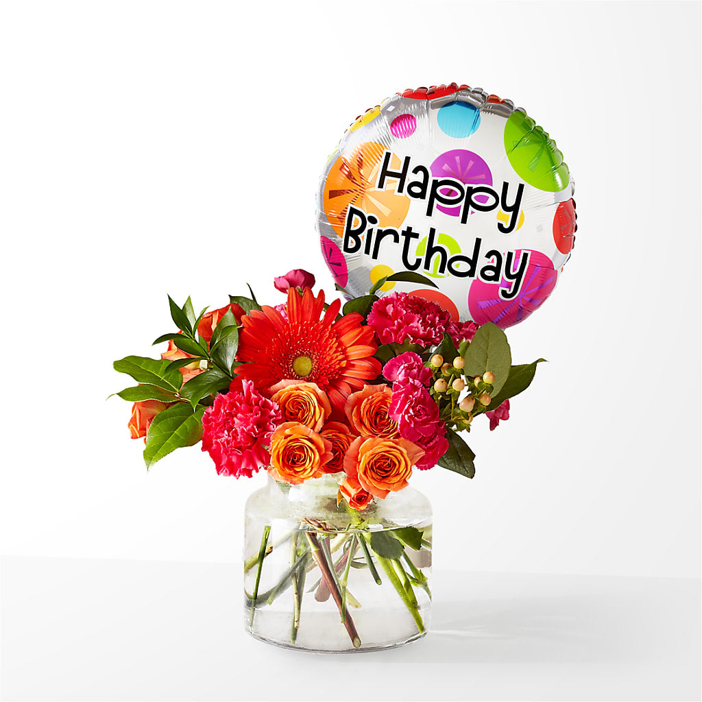 Fiesta Bouquet with Birthday Balloon – ELLA'S ESSENCE LLC, Evanston IL