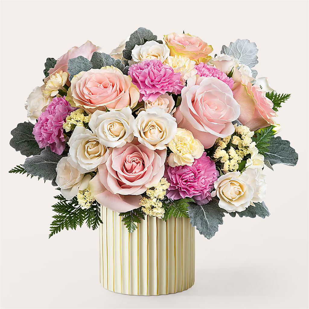 Blissful Moments Bouquet with Ivory Vase – ELLA'S ESSENCE LLC, Evanston IL