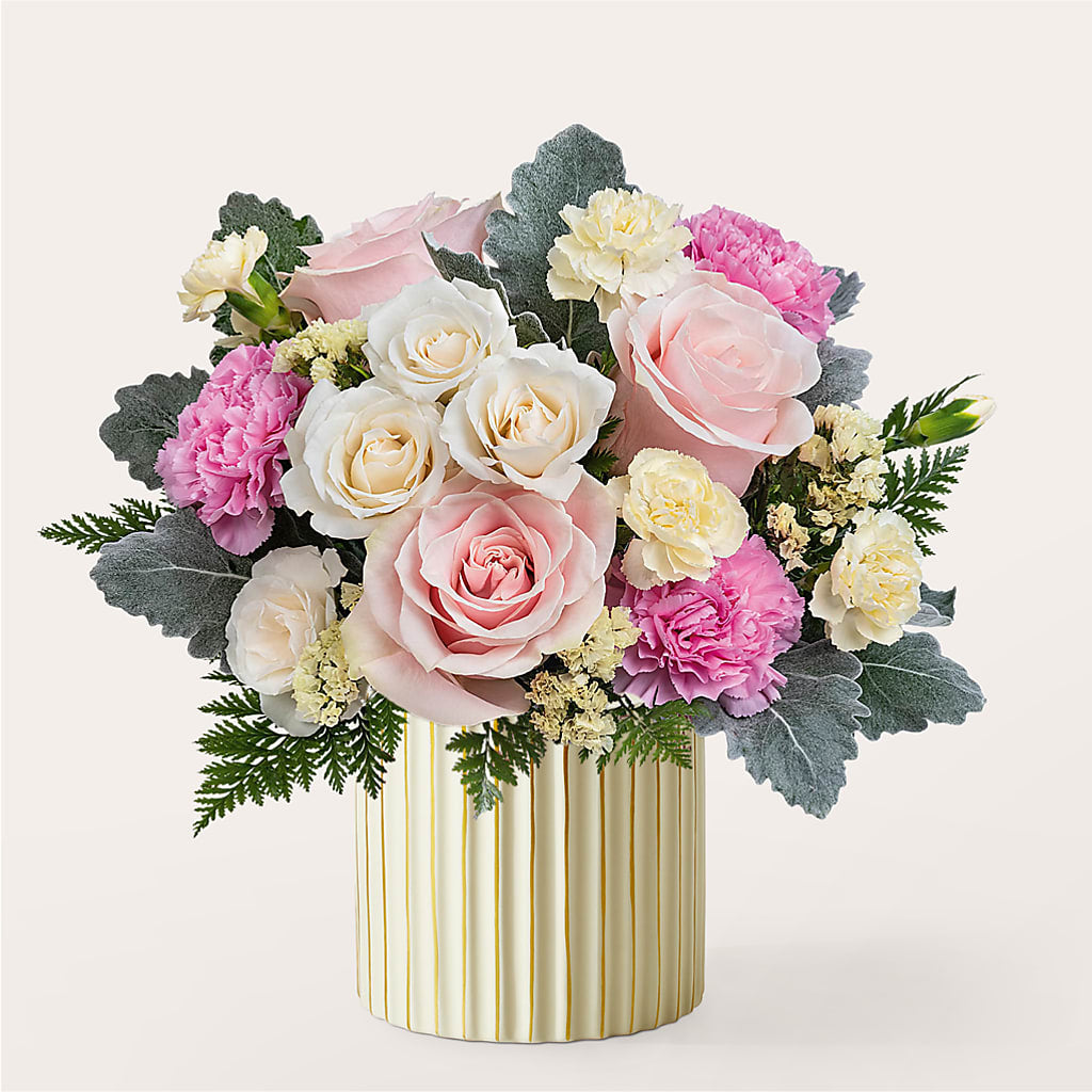 Blissful Moments Bouquet with Ivory Vase – ELLA'S ESSENCE LLC, Evanston IL