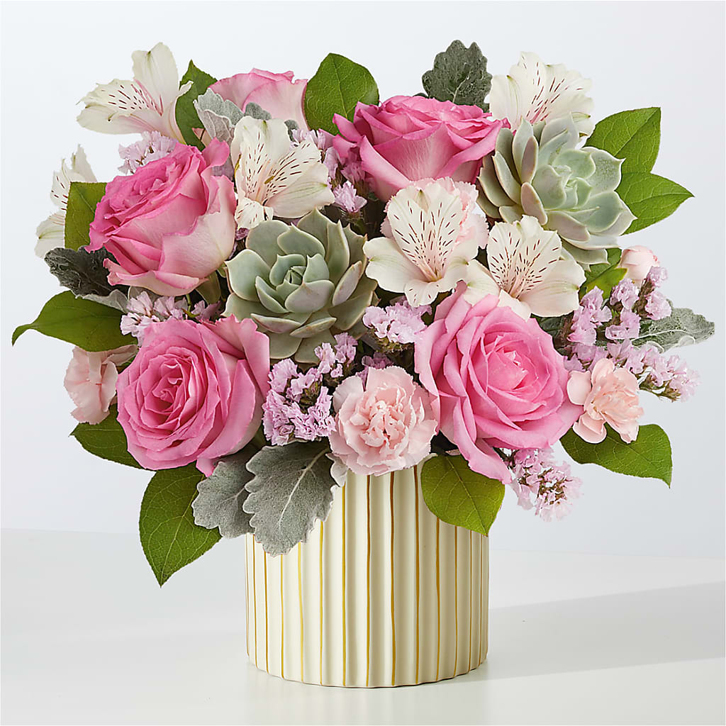 Dusty Rose Bouquet with Ivory Vase – ELLA'S ESSENCE LLC, Evanston IL