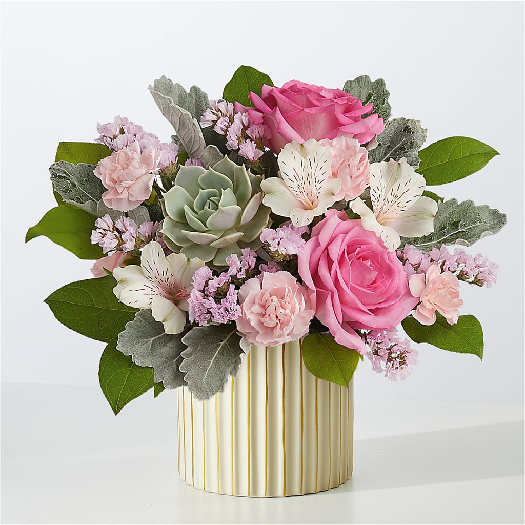 Dusty Rose Bouquet with Ivory Vase – ELLA'S ESSENCE LLC, Evanston IL