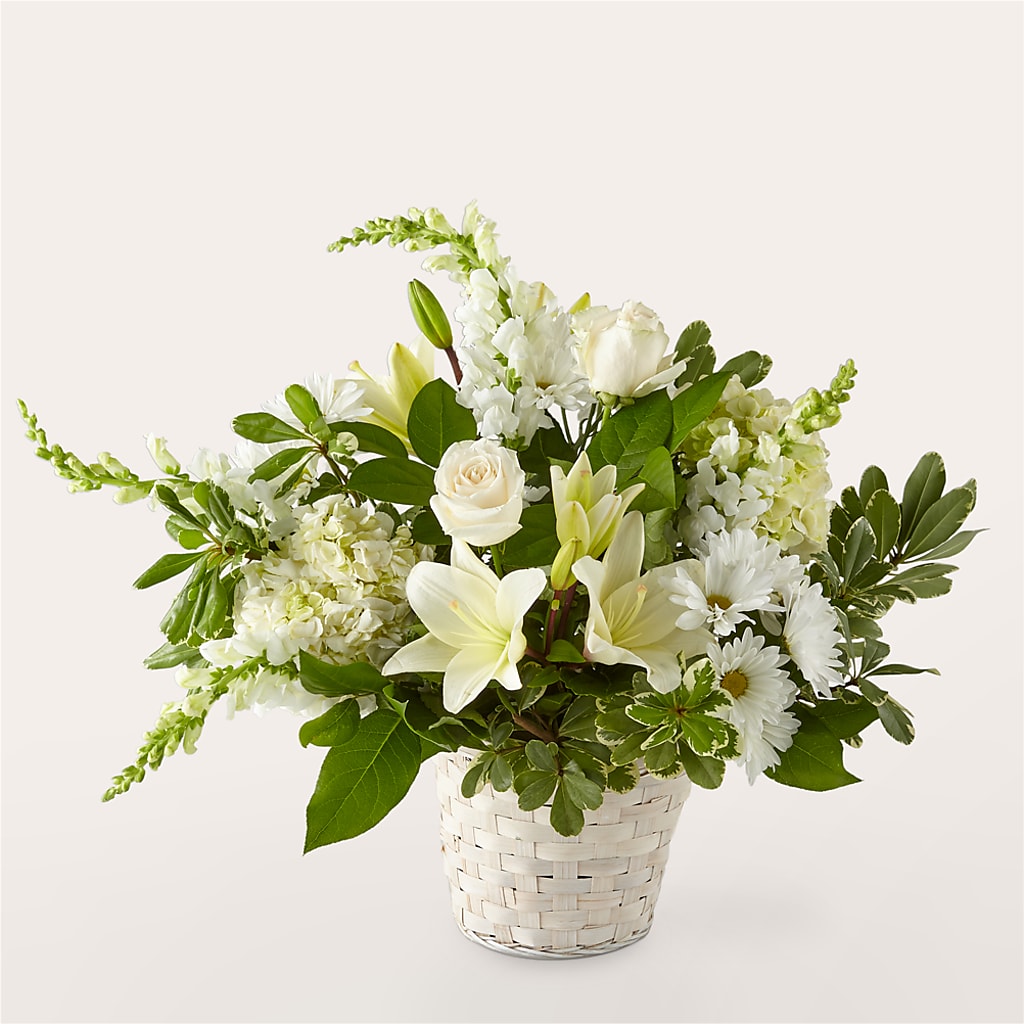 Ivory Elegance Floral Basket – ELLA'S ESSENCE LLC, Evanston IL
