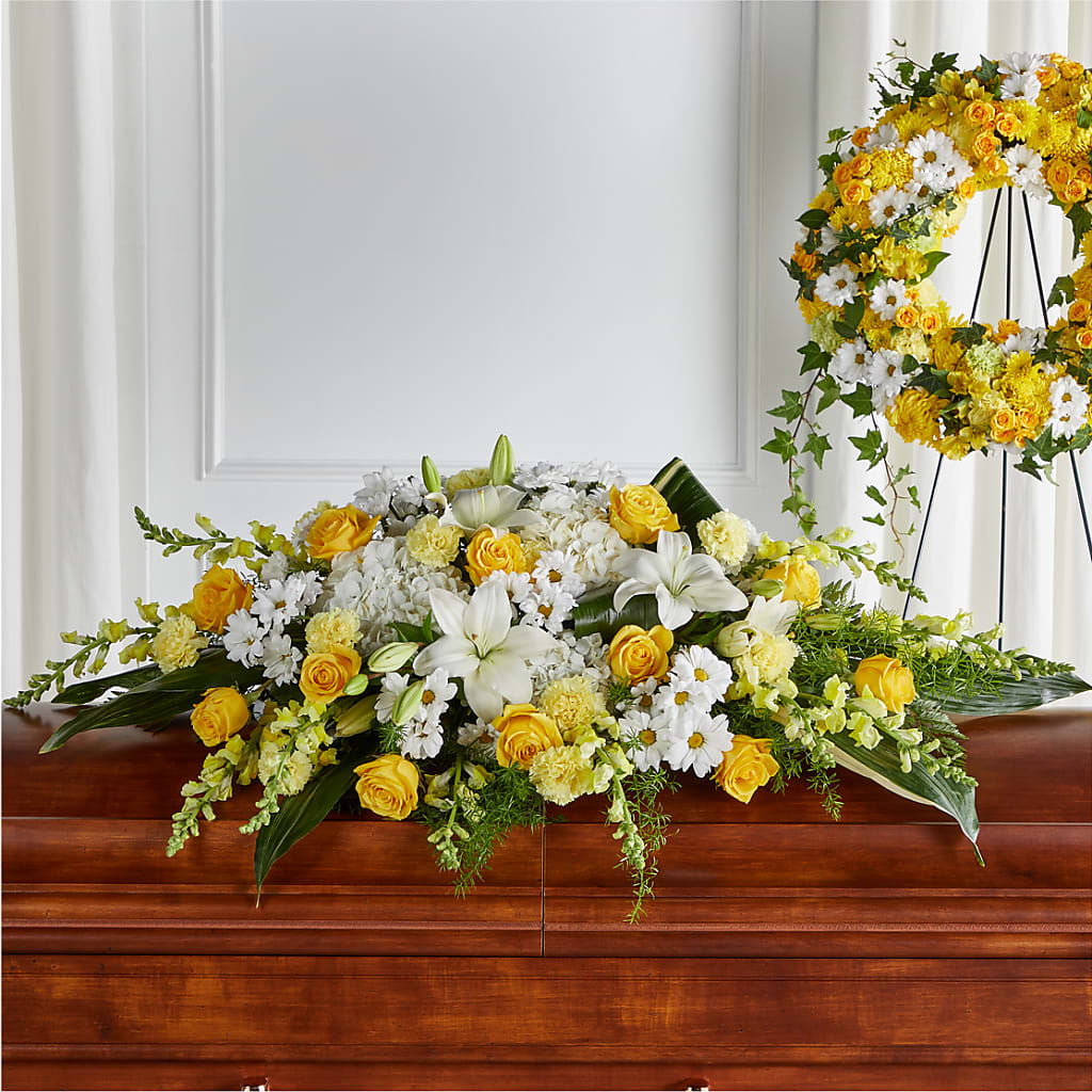 Golden Harmony Casket Spray – ELLA'S ESSENCE LLC, Evanston IL