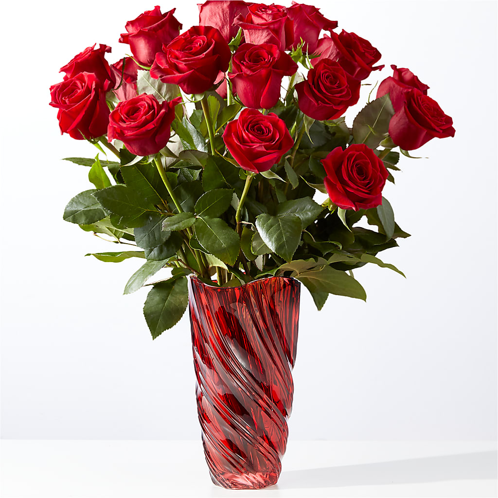 Classic Love Red Rose Bouquet with Luxe Swirl Vase – ELLA'S ESSENCE LLC, Evanston IL