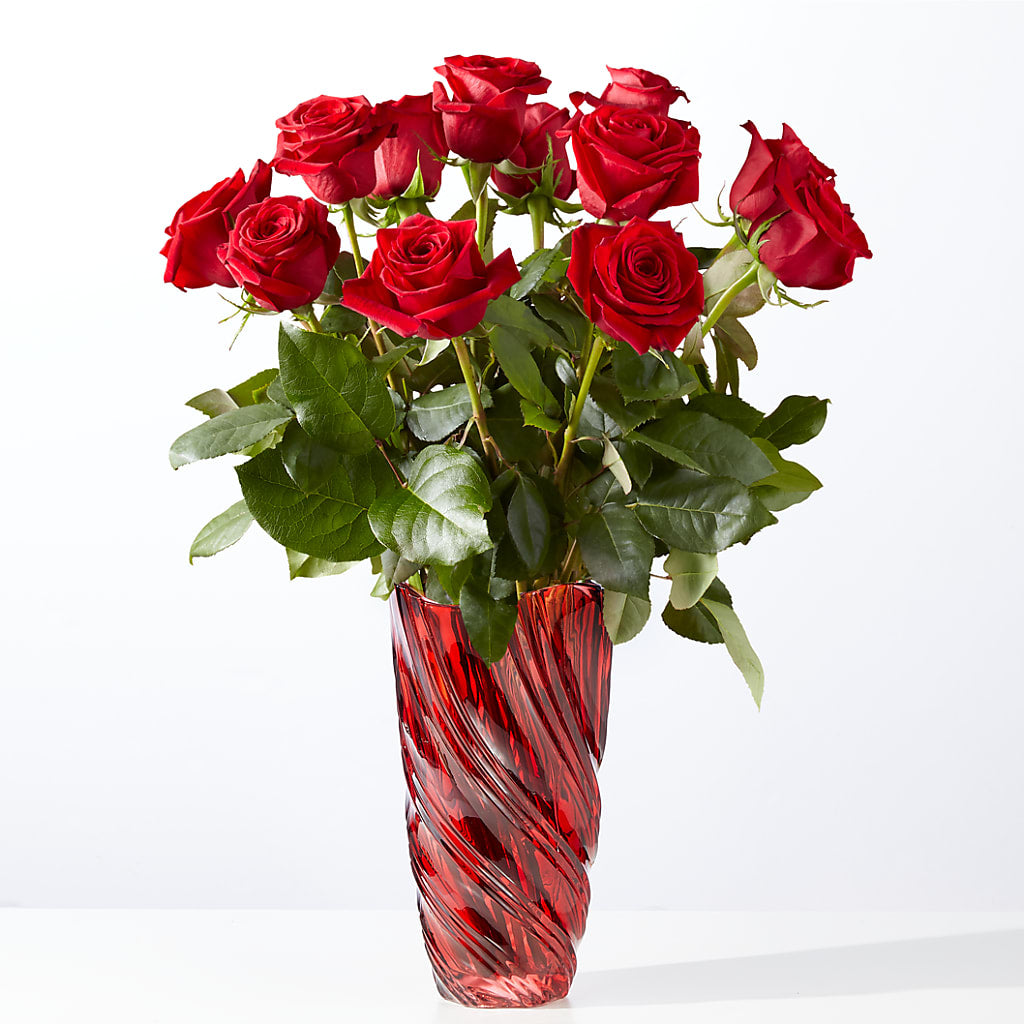 Classic Love Red Rose Bouquet with Luxe Swirl Vase – ELLA'S ESSENCE LLC, Evanston IL