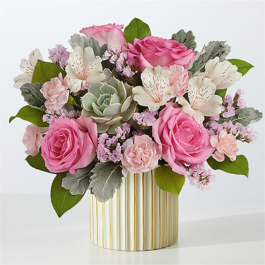 Dusty Rose Bouquet with Ivory Vase – ELLA'S ESSENCE LLC, Evanston IL