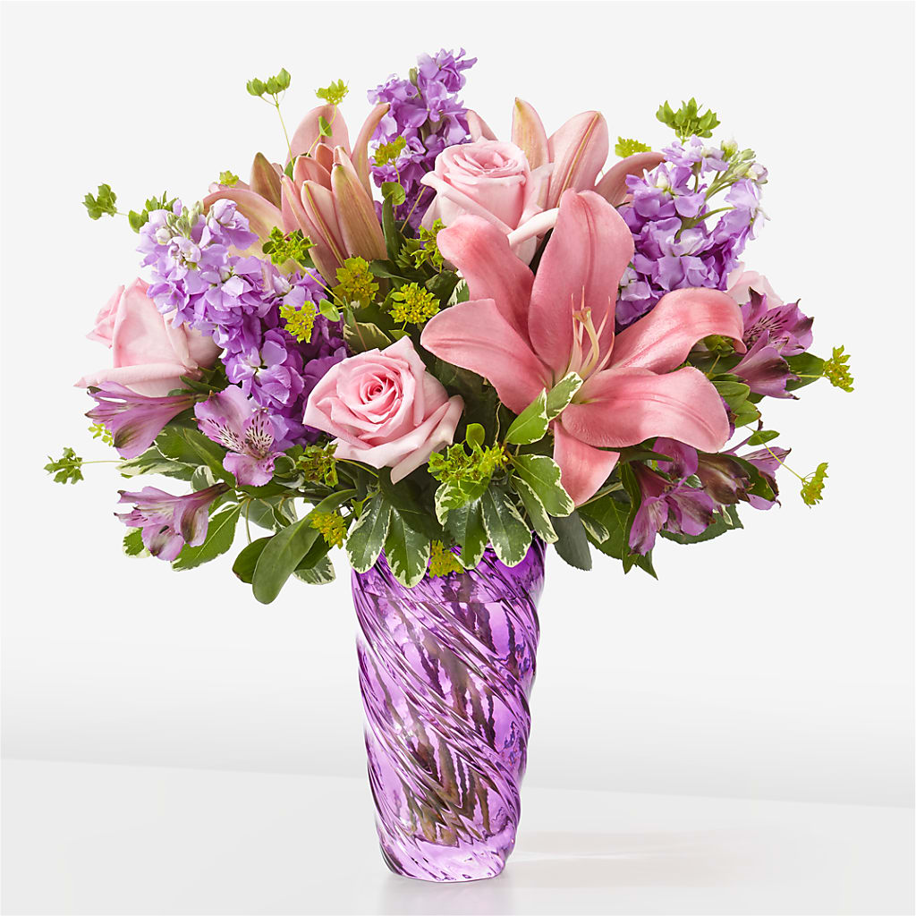 Precious Petals Bouquet with Luxe Swirl Vase – ELLA'S ESSENCE LLC, Evanston IL