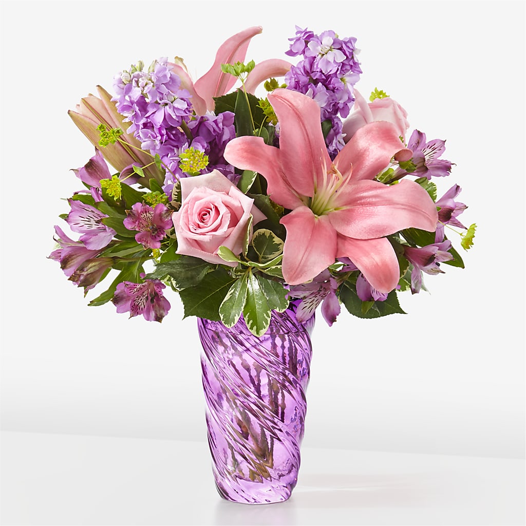 Precious Petals Bouquet with Luxe Swirl Vase – ELLA'S ESSENCE LLC, Evanston IL