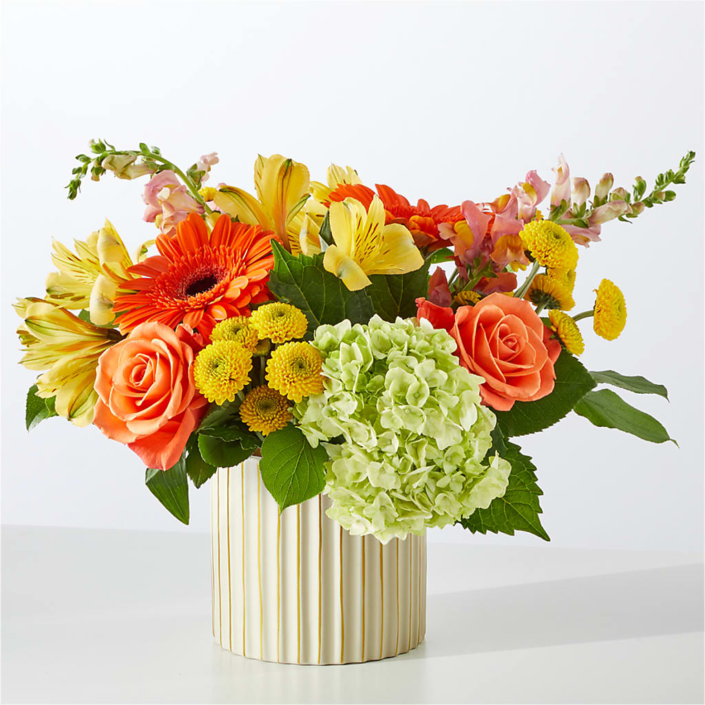 Autumn Sunshine Bouquet with Ivory Vase – ELLA'S ESSENCE LLC, Evanston IL