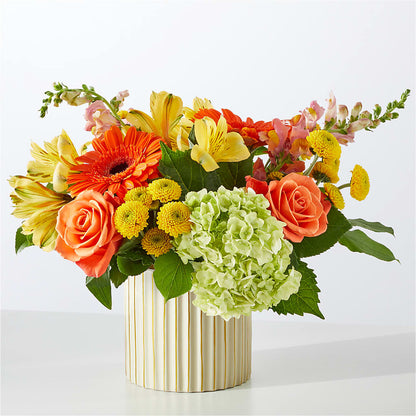 Autumn Sunshine Bouquet with Ivory Vase – ELLA'S ESSENCE LLC, Evanston IL