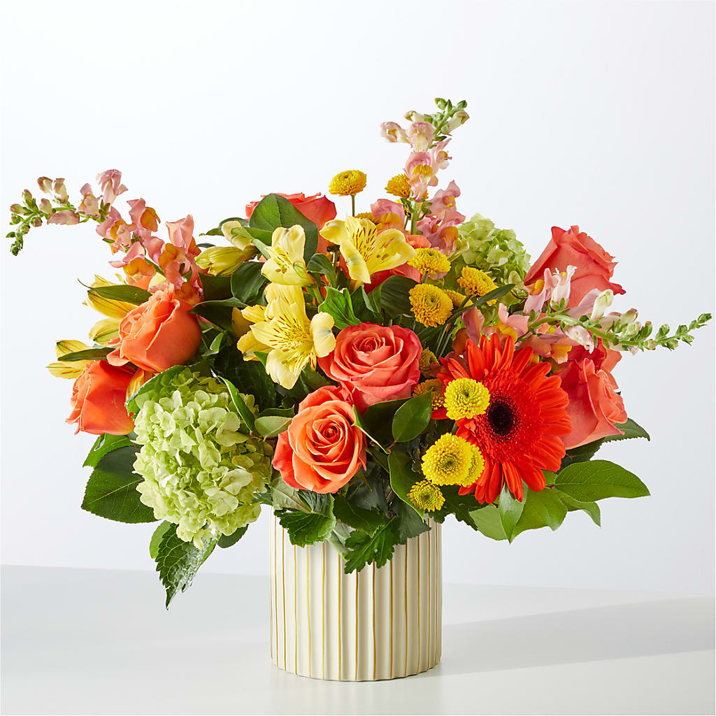 Autumn Sunshine Bouquet with Ivory Vase – ELLA'S ESSENCE LLC, Evanston IL