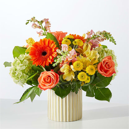 Autumn Sunshine Bouquet with Ivory Vase – ELLA'S ESSENCE LLC, Evanston IL