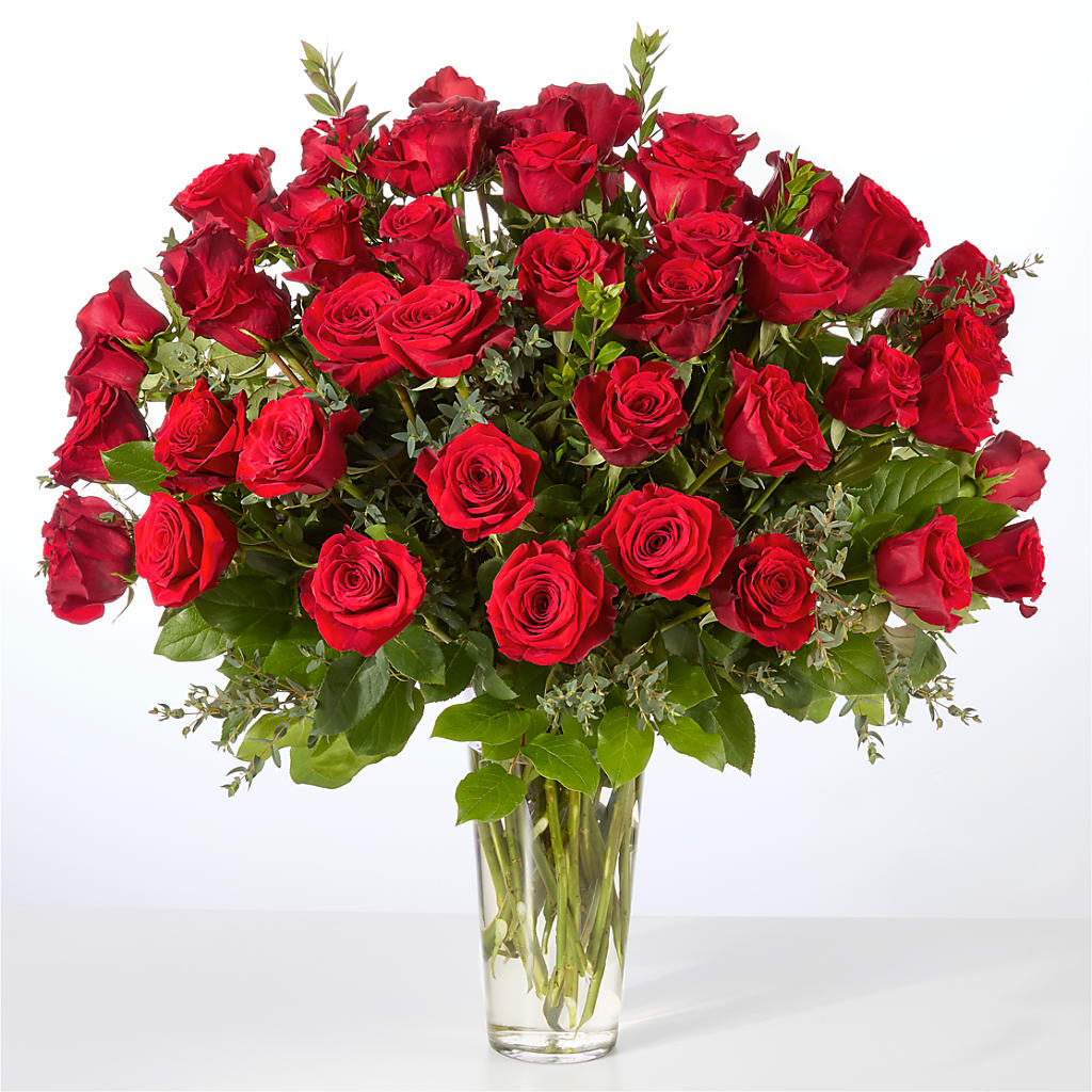 Forever Yours Fifty Stem Red Rose Bouquet – ELLA'S ESSENCE LLC, Evanston IL