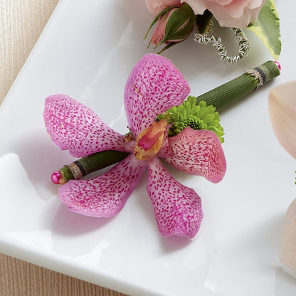 Pink Mokara Boutonniere – ELLA'S ESSENCE LLC, Evanston IL